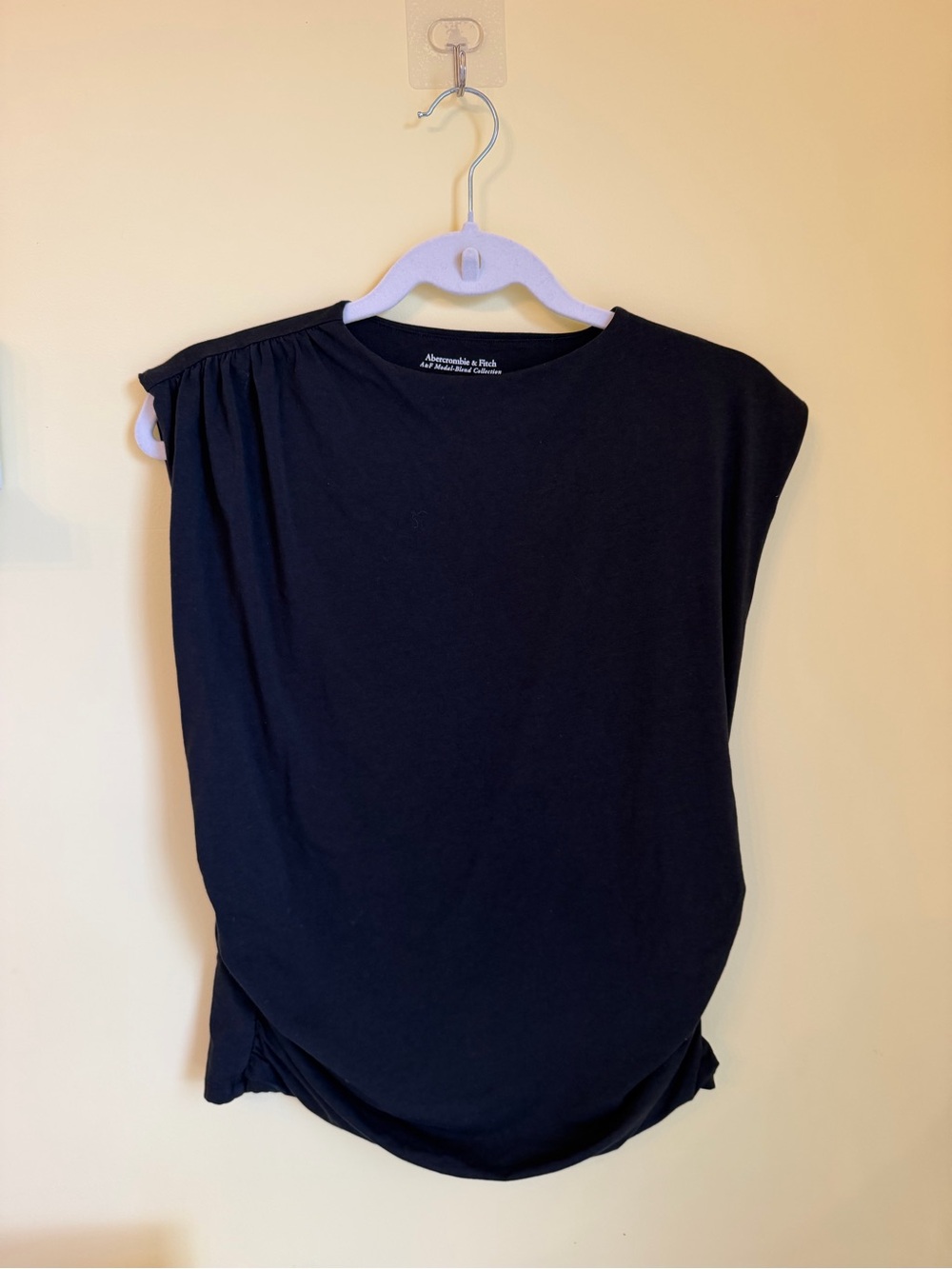 Abercrombie & Fitch Black Short Sleeve Draped Tee